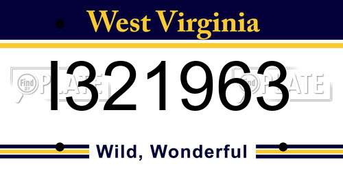 I321963 West Virginia License Plate