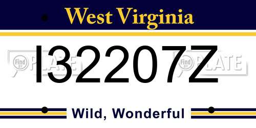 I32207Z West Virginia License Plate