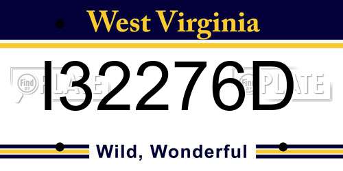 I32276D West Virginia License Plate