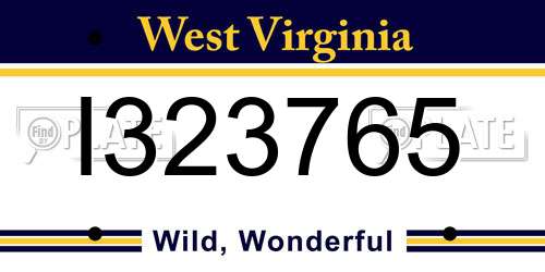I323765 West Virginia License Plate