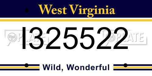 I325522 West Virginia License Plate