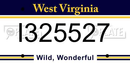 I325527 West Virginia License Plate