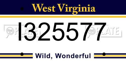 I325577 West Virginia License Plate