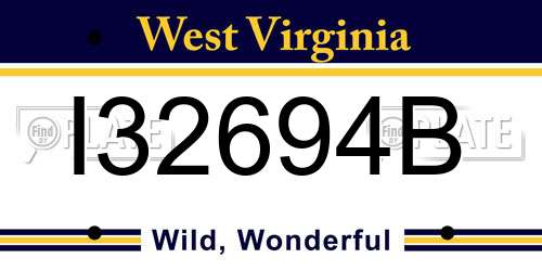 I32694B West Virginia License Plate