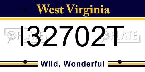 I32702T West Virginia License Plate