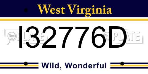 I32776D West Virginia License Plate