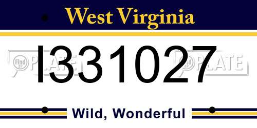 I331027 West Virginia License Plate