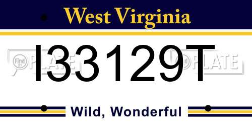 I33129T West Virginia License Plate