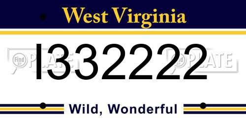 I332222 West Virginia License Plate