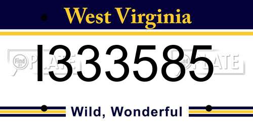 I333585 West Virginia License Plate