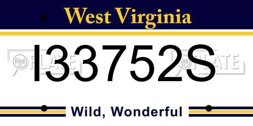 I33752S West Virginia License Plate