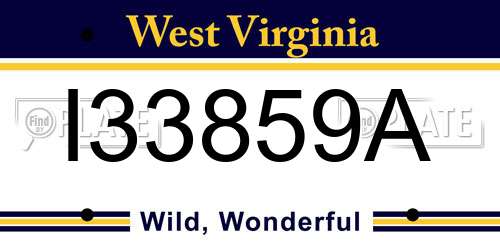 I33859A West Virginia License Plate