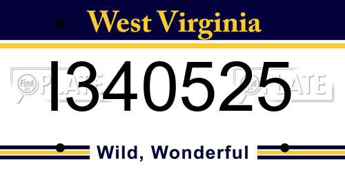 I340525 West Virginia License Plate