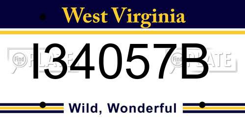 I34057B West Virginia License Plate