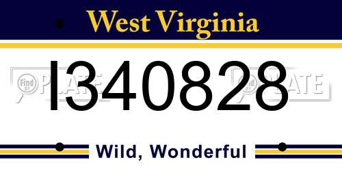 I340828 West Virginia License Plate