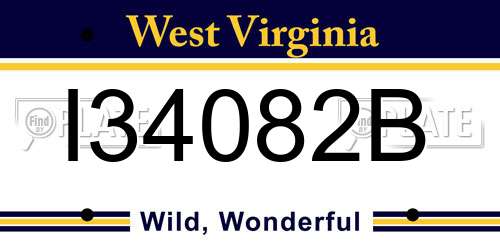I34082B West Virginia License Plate