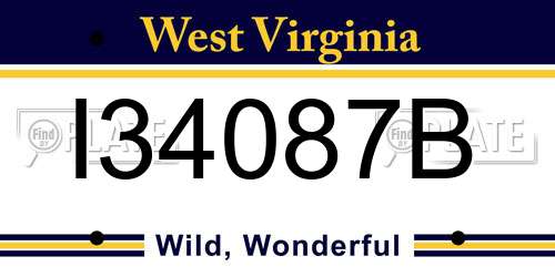 I34087B West Virginia License Plate