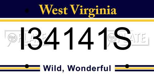I34141S West Virginia License Plate