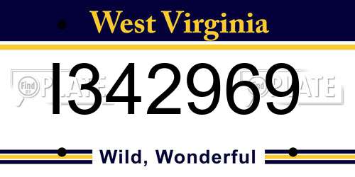 I342969 West Virginia License Plate