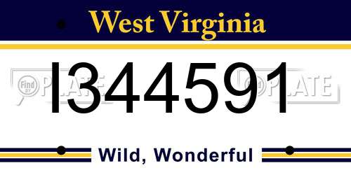 I344591 West Virginia License Plate