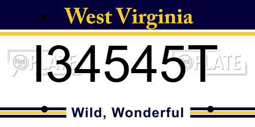 I34545T West Virginia License Plate
