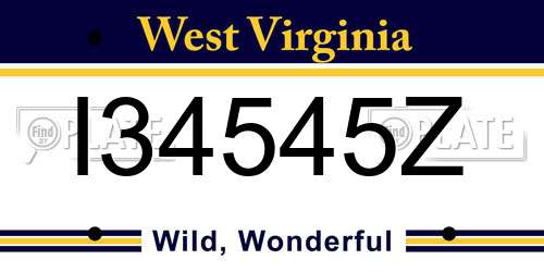 I34545Z West Virginia License Plate