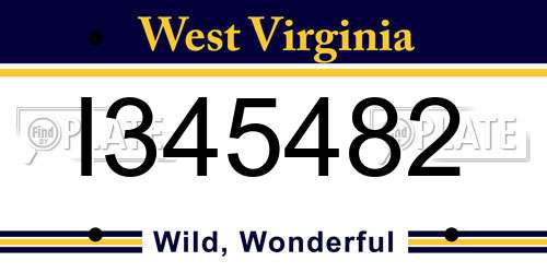 I345482 West Virginia License Plate