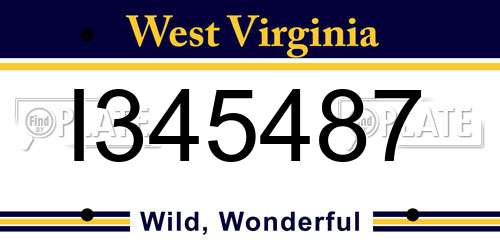 I345487 West Virginia License Plate