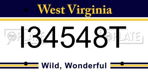 I34548T West Virginia License Plate
