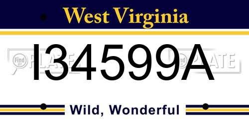 I34599A West Virginia License Plate