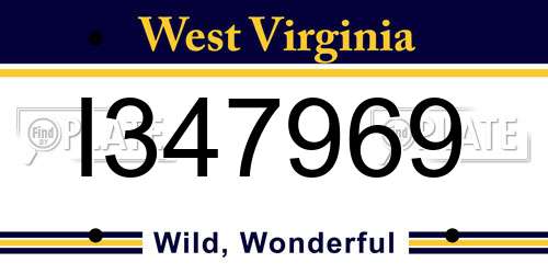 I347969 West Virginia License Plate