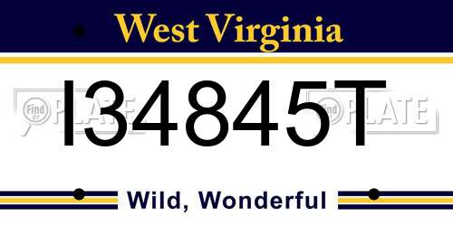 I34845T West Virginia License Plate