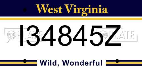 I34845Z West Virginia License Plate