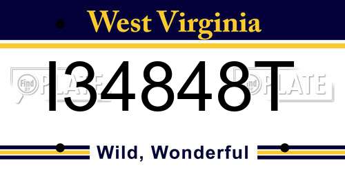 I34848T West Virginia License Plate