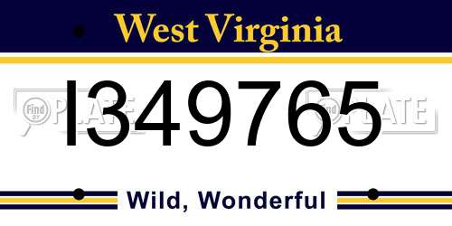 I349765 West Virginia License Plate