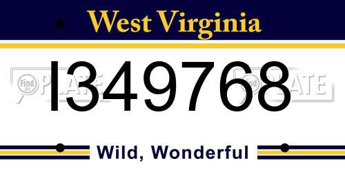 I349768 West Virginia License Plate