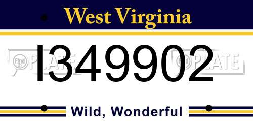 I349902 West Virginia License Plate