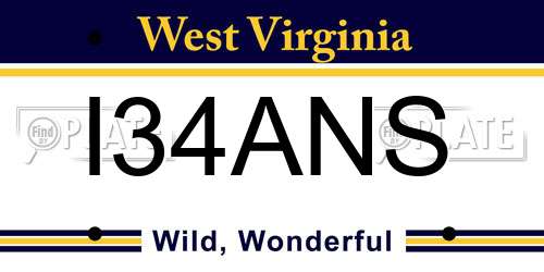 I34ANS West Virginia License Plate