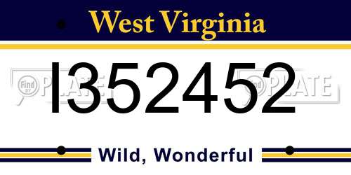 I352452 West Virginia License Plate