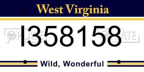 I358158 West Virginia License Plate