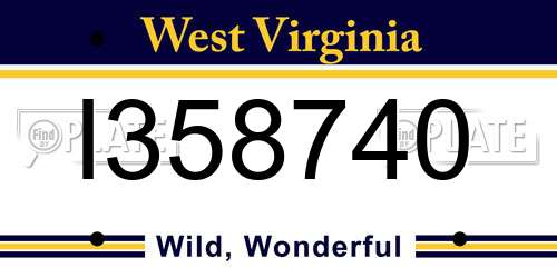 I358740 West Virginia License Plate