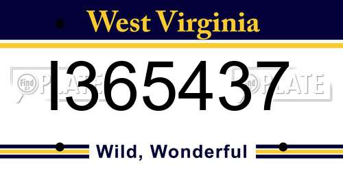 I365437 West Virginia License Plate