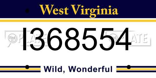 I368554 West Virginia License Plate