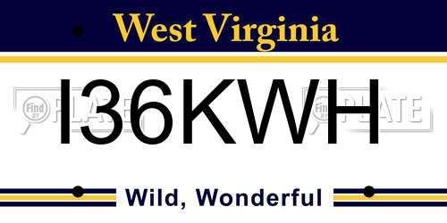 I36KWH West Virginia License Plate