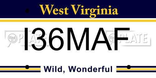 I36MAF West Virginia License Plate