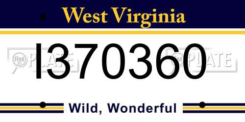 I370360 West Virginia License Plate