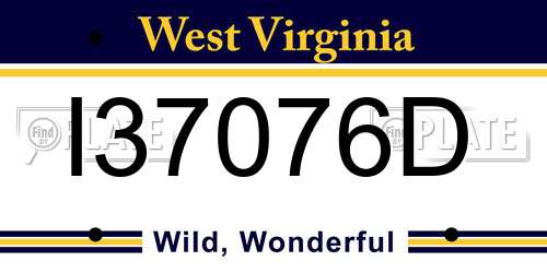 I37076D West Virginia License Plate