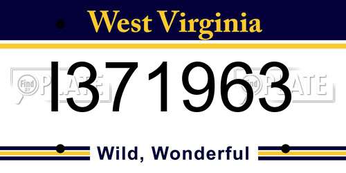 I371963 West Virginia License Plate