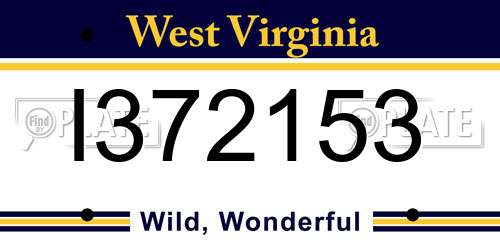 I372153 West Virginia License Plate