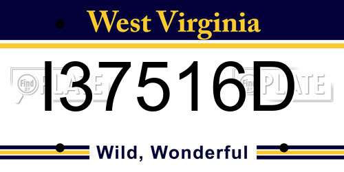 I37516D West Virginia License Plate